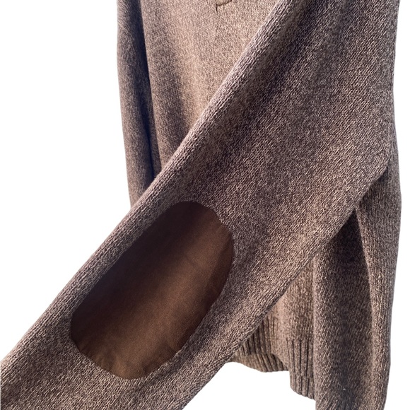 Chap’s Men’s Cotton Brown Heather Pullover Sweater With Elbow Patches - Picture 9 of 12